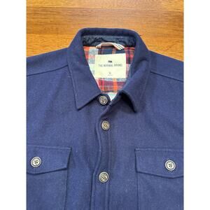 XL The Normal Brand Flannel Lined Shirt Shacket Long Sleeve Button Up Blue Solid